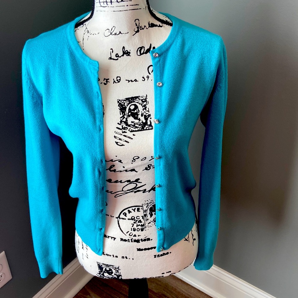 Light blue New York and Company cardigan.